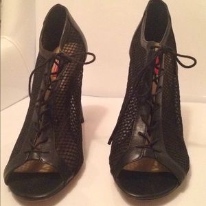 "RED" Saks 5th label Mesh Open Toe Ankle Booties
